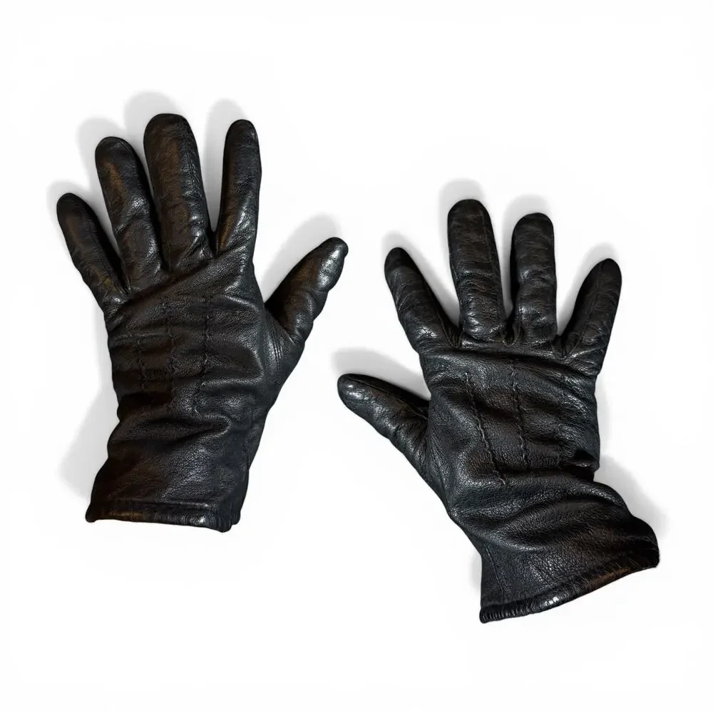 Wilsons Suede & Leather Black Gloves Size M Genuine Leather vintage
